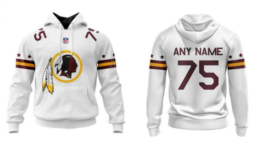 Men's White Washington Commanders Customized Pullover Hoodie